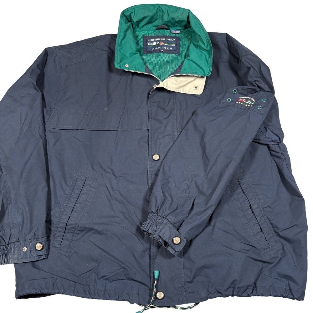 Members Only Jacket Mens XXL Mariner Navy Blue Full Zip Windbreaker Vintage